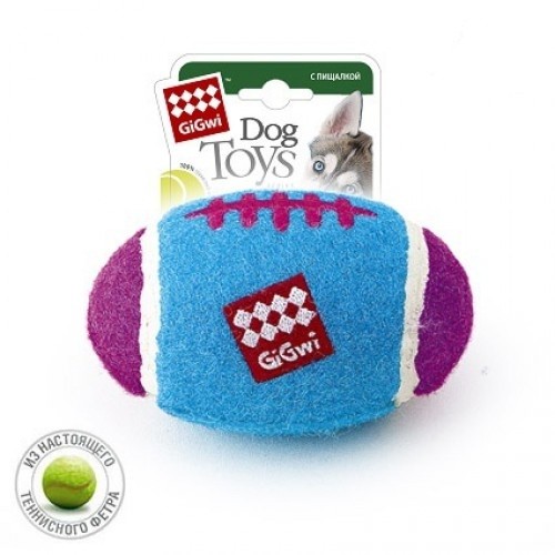 GiGwi Игрушка для собак Мяч регби из теннисного фетра с пищалкой средний 12 см купить