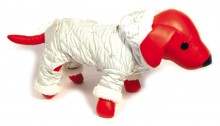 Комбинезон стеганый белый с капюшоном и флисовой подкладкой для собак, 20 см