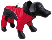 Комбинезон стеганый красный с капюшоном и флисовой подкладкой для собак, 20см, нейлон
