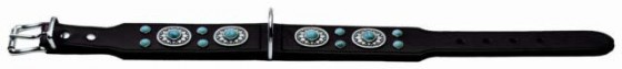 Hunter ошейник для собак Sioux 60 (47-54 см) кожа черный фурнитура с имитацией бирюзы купить